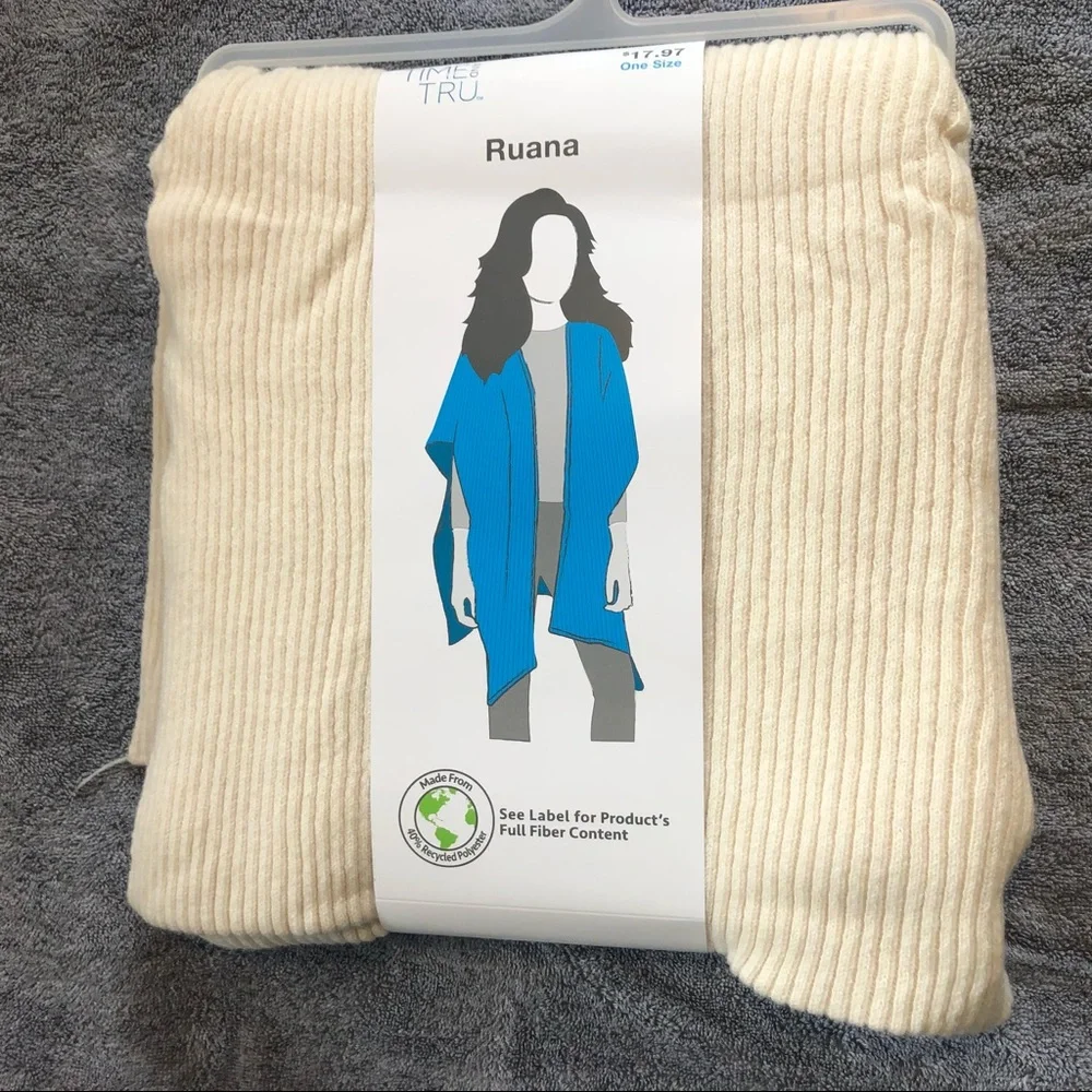🌺🌼NWT Time and Tru Ruana Ribbed Multi-Wear Wrap - Picture 1 of 8